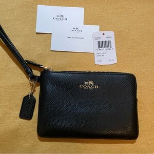 Coach Black Pebbled Leather Wristlet